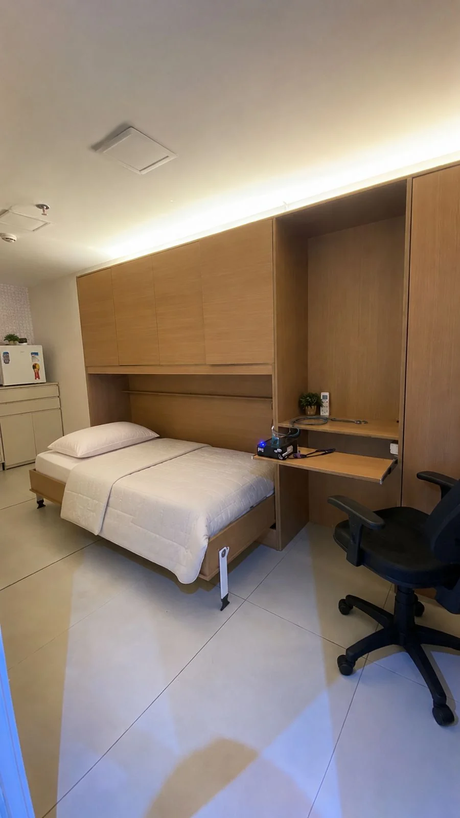 Quarto individual da MedSono no Edifício Pátio Capital, em Taguatinga